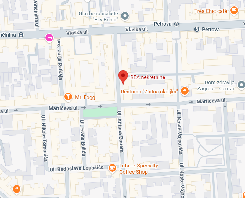 Lokacija ureda REA Nekretnine na karti